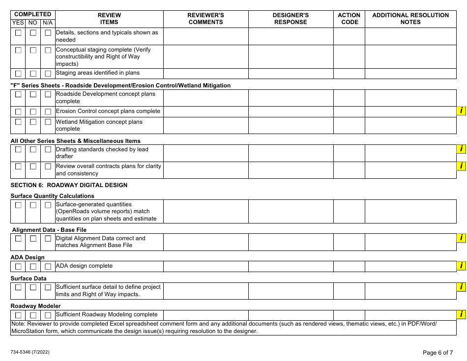 Form 734-5346 Preliminary Plans Checklist - Oregon, Page 6