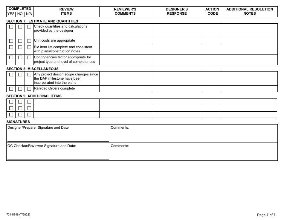 Form 734-5346 Preliminary Plans Checklist - Oregon, Page 7