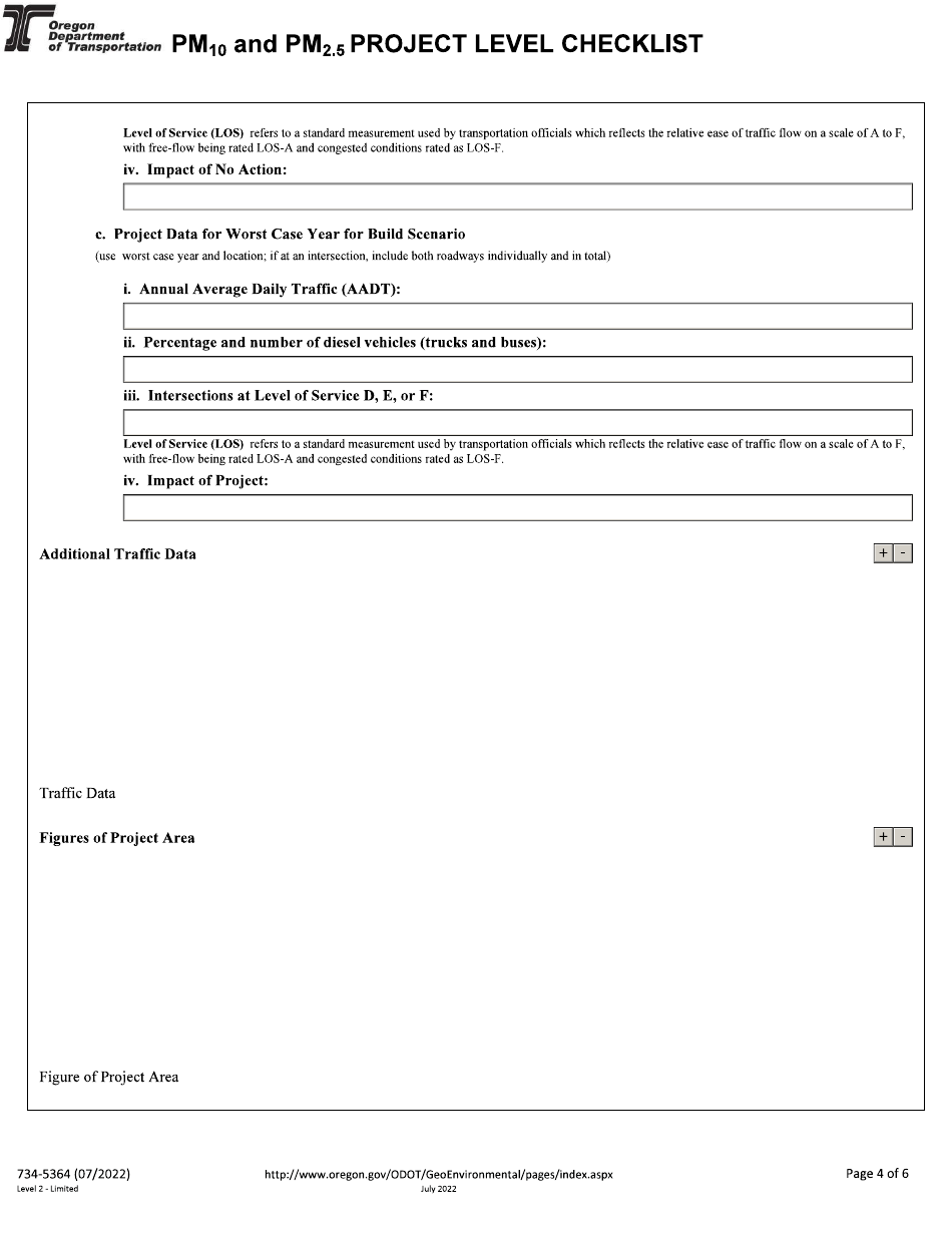 Form 734-5364 Pm10 and Pm2.5 Project Level Checklist - Oregon, Page 4