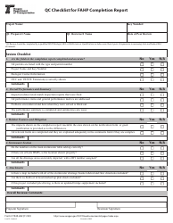 Document preview: Form 734-5262 Qc Checklist for Fahp Completion Report - Oregon