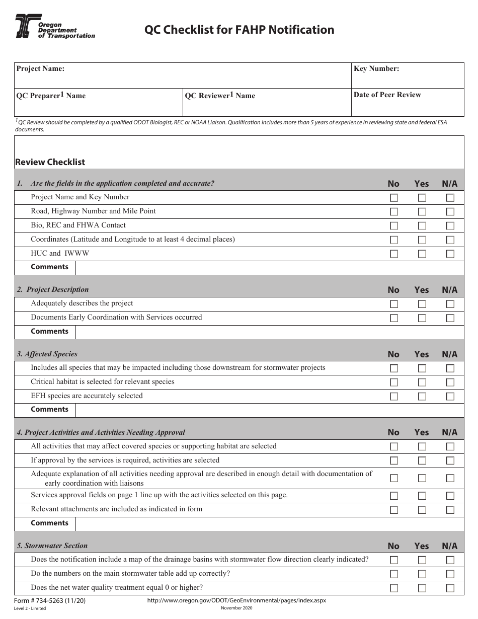 Form 734-5263 - Fill Out, Sign Online and Download Fillable PDF, Oregon ...