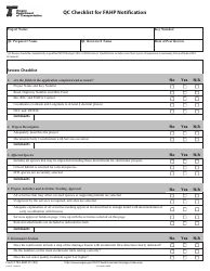 Form 734-5263 Qc Checklist for Fahp Notification - Oregon