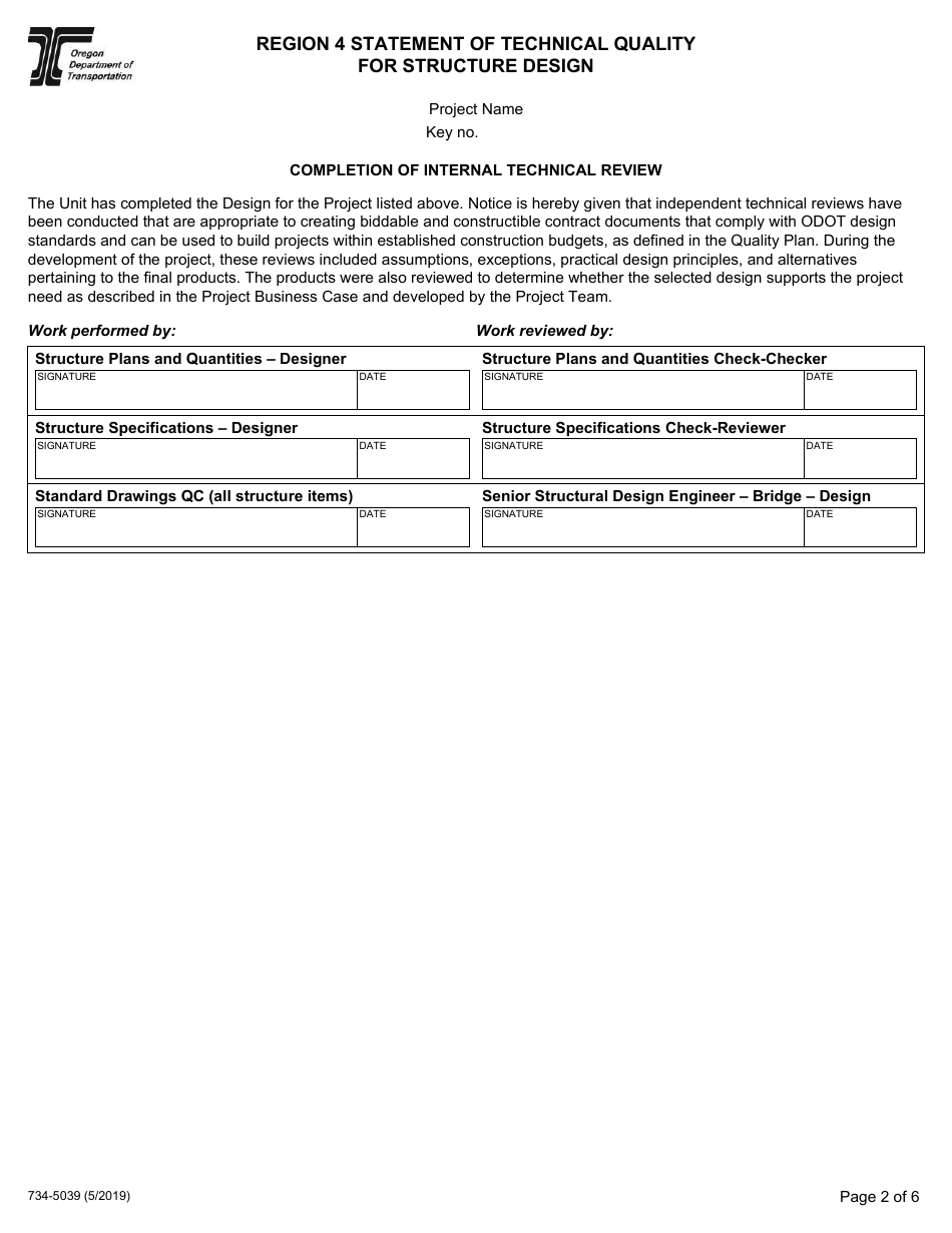 Form 734-5039 Region 4 Statement of Technical Quality - Oregon, Page 2