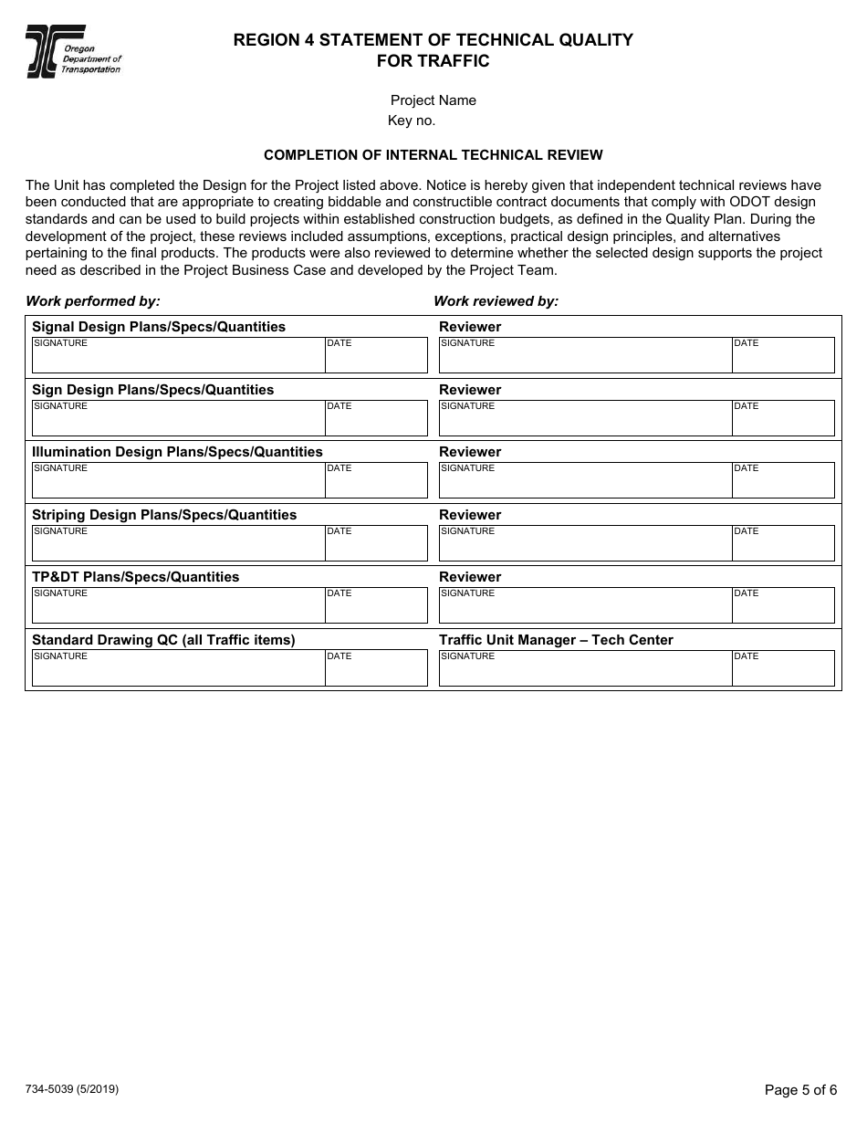 Form 734-5039 Region 4 Statement of Technical Quality - Oregon, Page 5