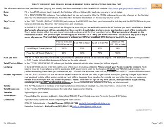 Form 731-0751 Request for Travel Reimbursement - Wrucc Pooled Funds - Oregon