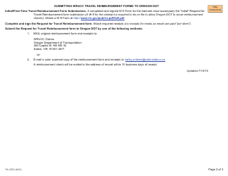 Form 731-0751 Request for Travel Reimbursement - Wrucc Pooled Funds - Oregon, Page 2