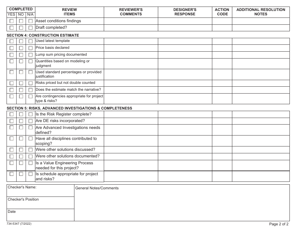 Form 734-5347 Scoping Checklist - Oregon, Page 2