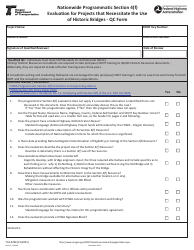 Document preview: Form 734-5290 Nationwide Programmatic Section 4(F) Evaluation for Projects That Necessitate the Use of Historic Bridges Quality Control Form - Oregon