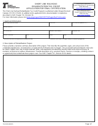 ODOT Form 734-5226 Short Line Railroad Rehabilitation Tax Credit Application for Final Certification - Oregon