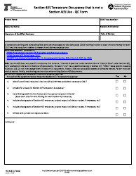 Document preview: Form 734-5291 Section 4(F) Temporary Occupancy That Is Not a Section 4(F) Use - Qc Form - Oregon