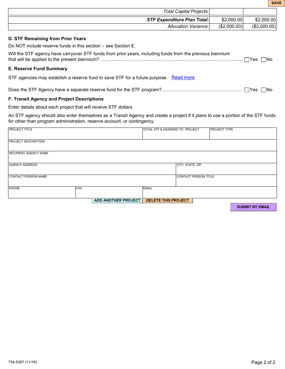 Form 734-5067 Special Transportation Fund Formula Application - Oregon, Page 2
