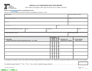 Form 734-2722X Special a&amp;e Sunconsultant Data Report - Oregon