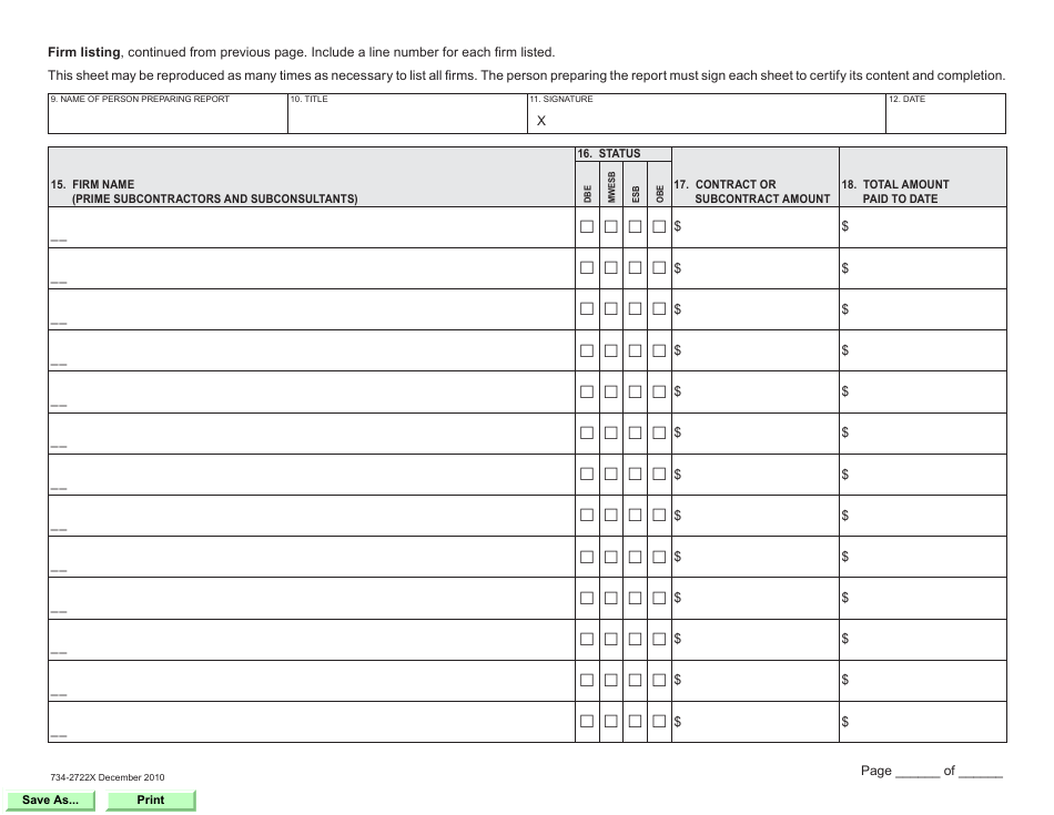 Form 734-2722X Special ae Sunconsultant Data Report - Oregon, Page 2