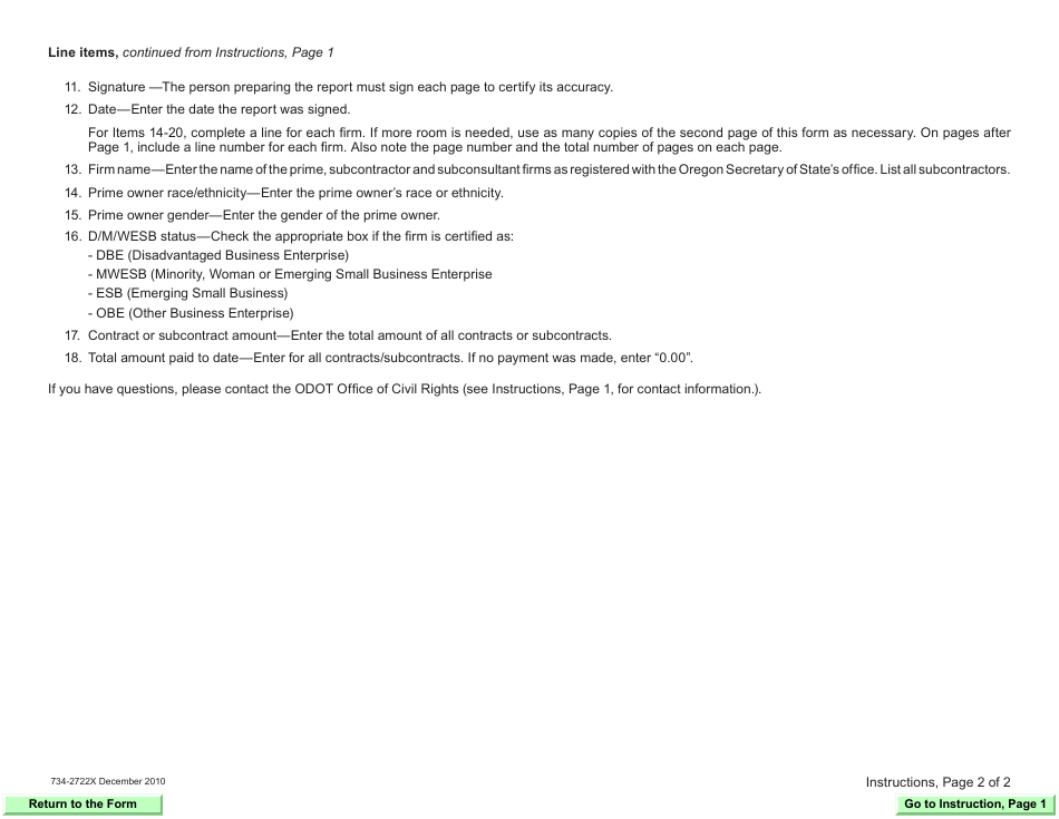 Form 734-2722X Special ae Sunconsultant Data Report - Oregon, Page 4