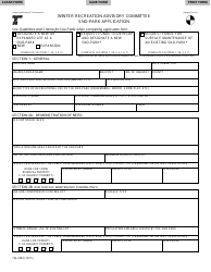 ODOT Form 734-2382 Winter Recreation Advisory Committee Sno-Park Application - Oregon