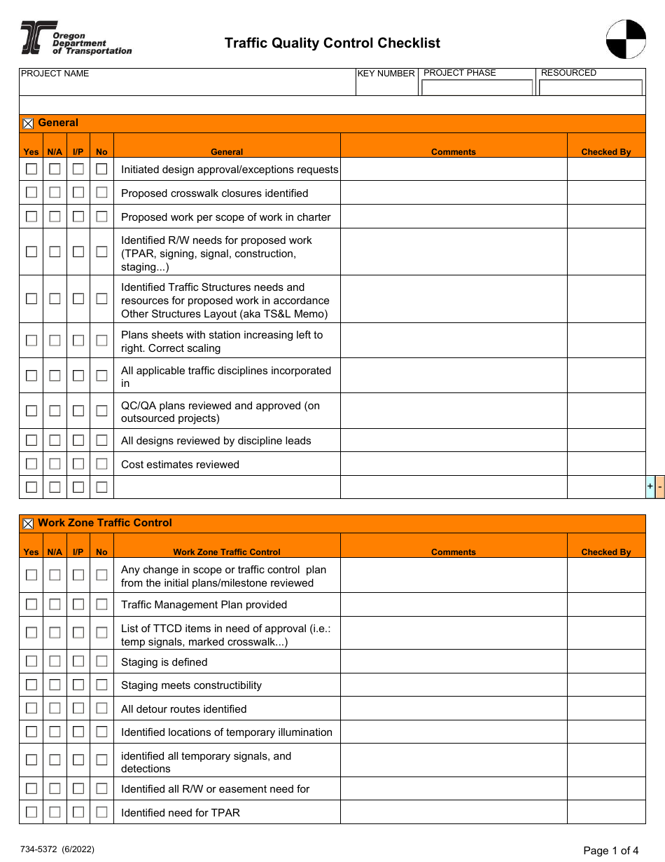 Form 734-5372 - Fill Out, Sign Online and Download Fillable PDF, Oregon ...