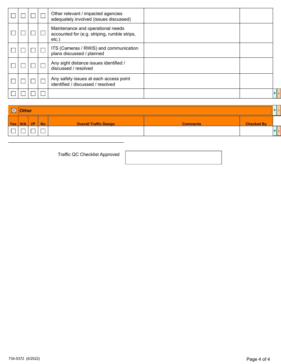 Form 734-5372 Traffic Quality Control Checklist - Oregon, Page 4