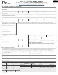 Document preview: ODOT Form 734-2797 Transit Bench or Transit Shelter Outdoor Advertising Sign Permit Application - Oregon