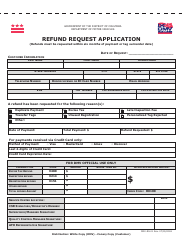 Document preview: Form DMV-RS-01 Refund Request Application - Washington, D.C.