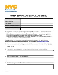 U-Visa Certification Application Form - New York City