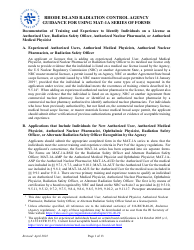 Document preview: Instructions for Form MAT-1A Application for Radioactive Materials License - Rhode Island