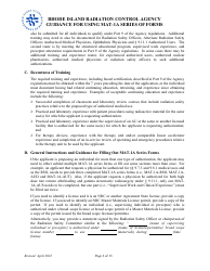 Instructions for Form MAT-1A Application for Radioactive Materials License - Rhode Island, Page 2