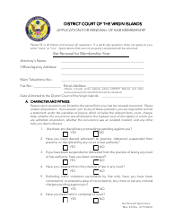 Form Misc.43 Application for Renewal of Bar Membership - Virgin Islands