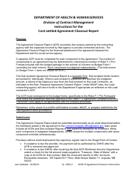 Instructions for Agreement Closeout Report - Cost Settled - Maine