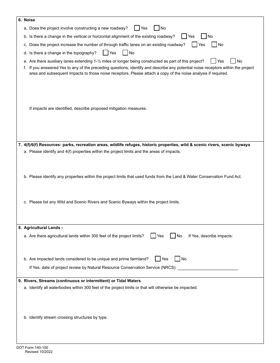 DOT Form 140-100 Nepa Categorical Exclusion Documentation Form - Washington, Page 4