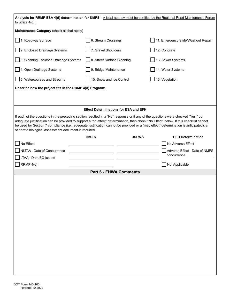 DOT Form 140-100 Nepa Categorical Exclusion Documentation Form - Washington, Page 7
