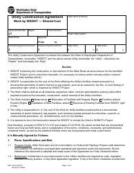 DOT Form 224-071 Utility Construction Agreement - Work by Wsdot - Shared Cost - Washington