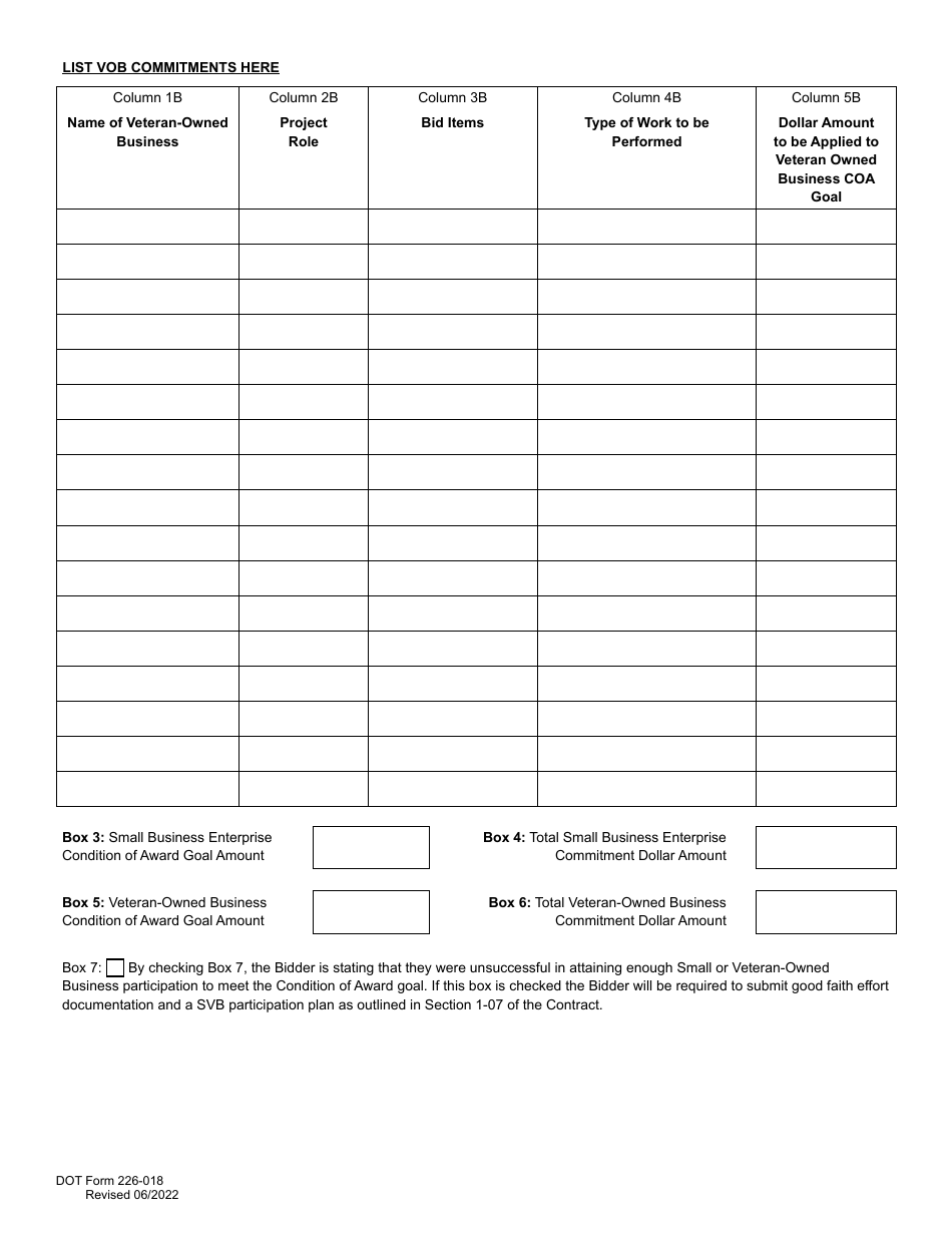 DOT Form 226-018 Small and Veteran-Owned Business Plan - Washington, Page 2