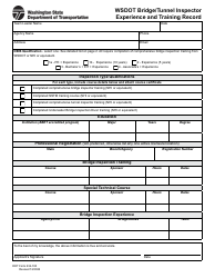 DOT Form 234-100 Wsdot Bridge/Tunnel Inspector Experience and Training Record - Washington