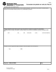 DOT Form 272-066 Title VI Complaint Form - Washington (French), Page 3