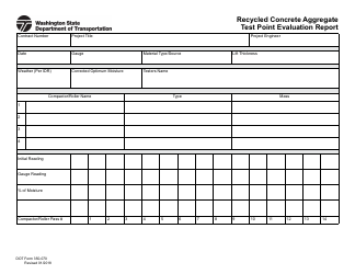 Document preview: DOT Form 350-070 Recycled Concrete Aggregate Test Point Evaluation Report - Washington