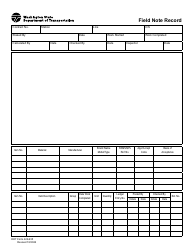 Document preview: DOT Form 422-635 Field Note Record - Washington