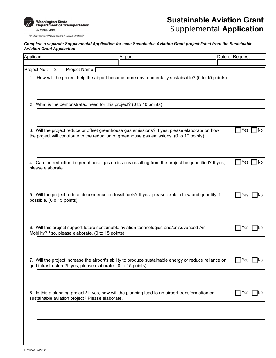 Sustainable Aviation Grant Application Form - Washington, Page 11