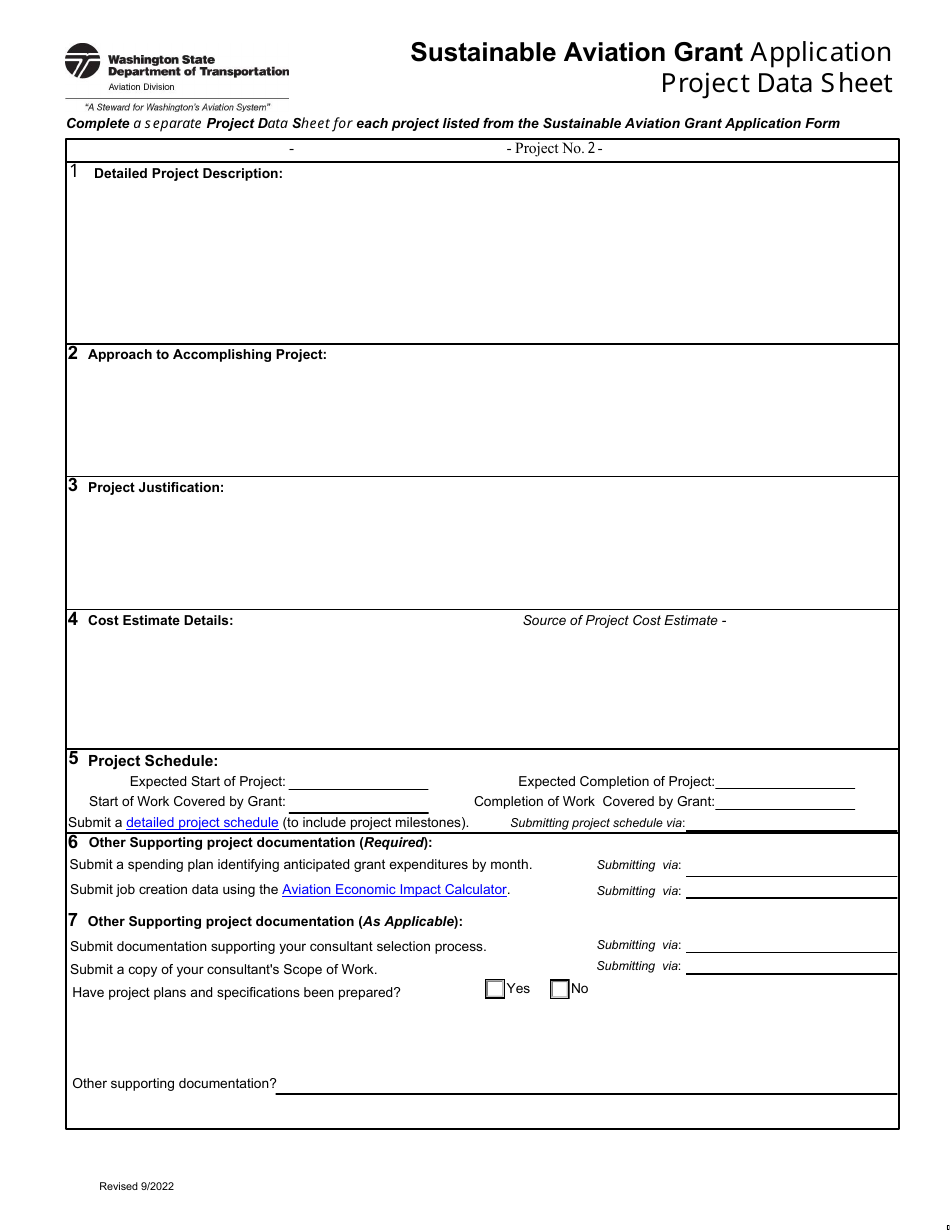 Sustainable Aviation Grant Application Form - Washington, Page 6