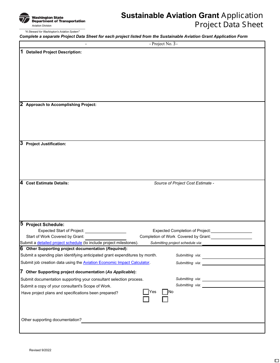 Sustainable Aviation Grant Application Form - Washington, Page 7