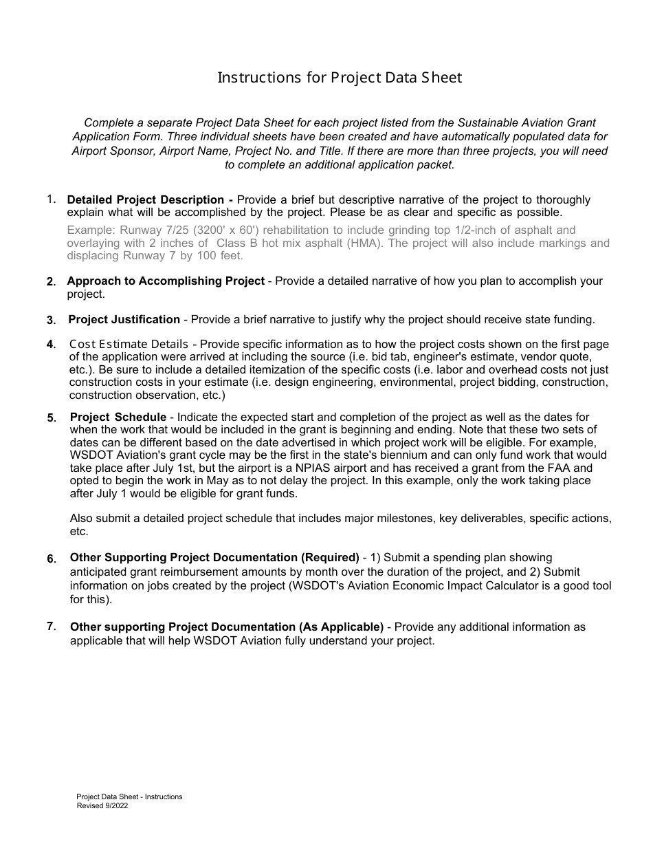 Sustainable Aviation Grant Application Form - Washington, Page 8