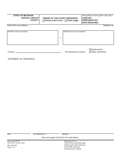 Form FOC1A  Printable Pdf