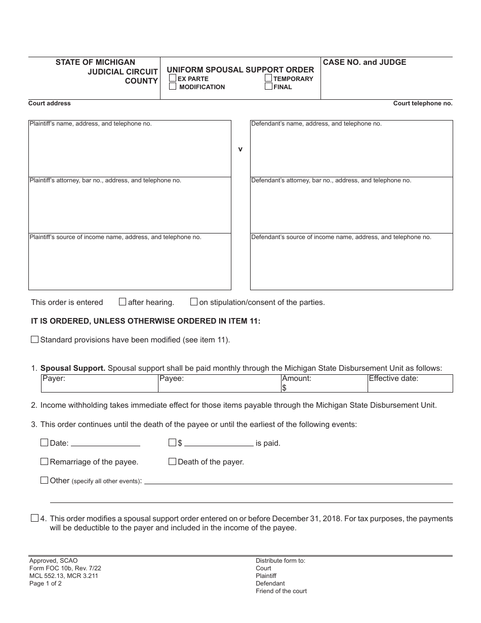 form-foc10b-download-fillable-pdf-or-fill-online-uniform-spousal-support-order-michigan