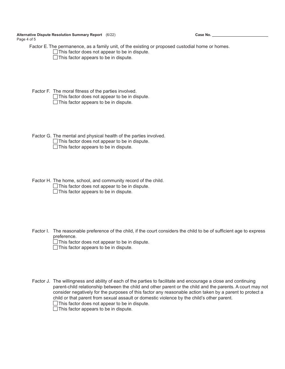 Form FOC125 Alternative Dispute Resolution Summary Report - Michigan, Page 4