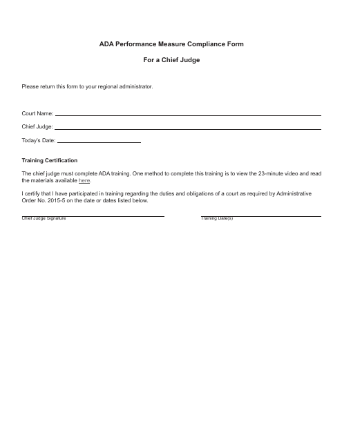 Ada Performance Measure Compliance Form for a Chief Judge - Michigan