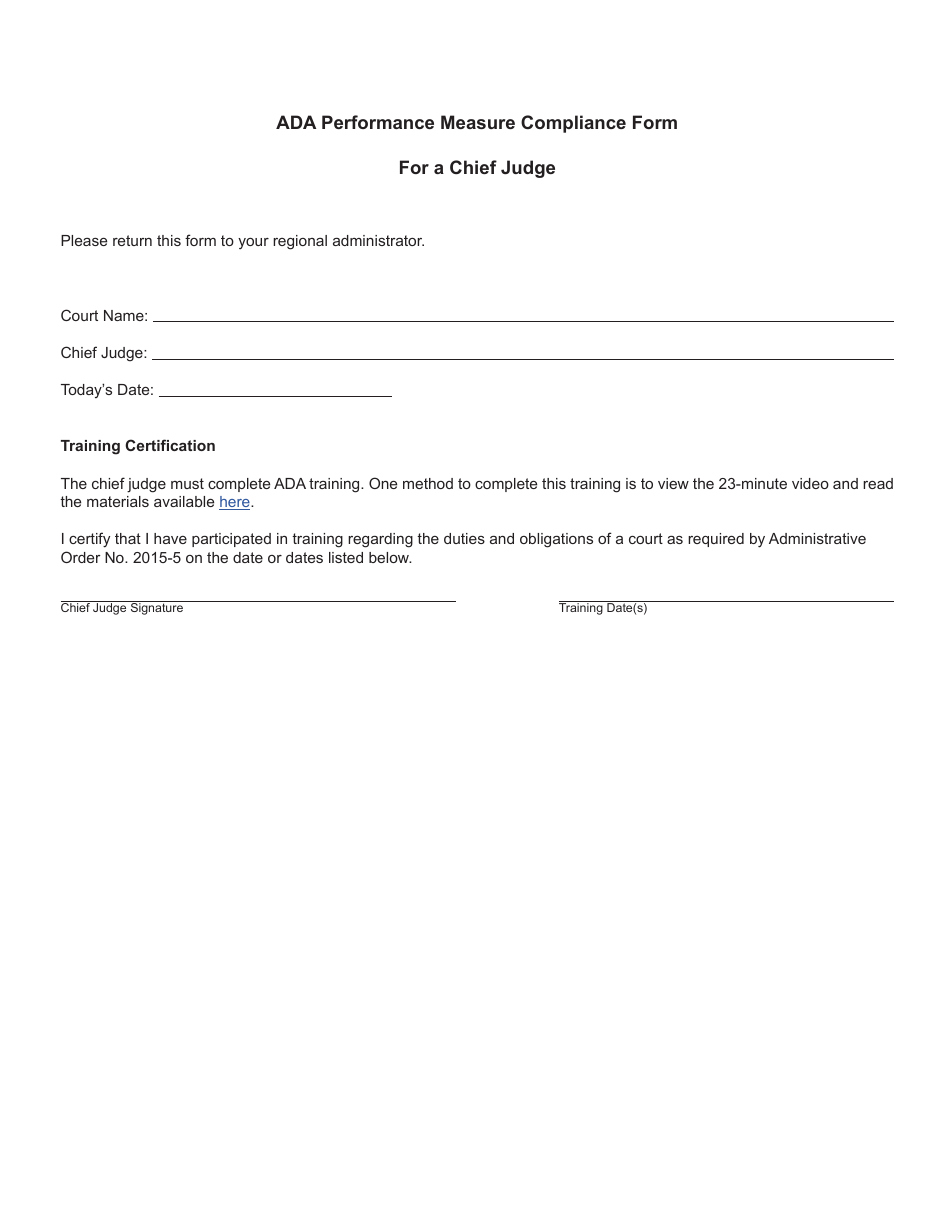 Michigan Ada Performance Measure Compliance Form for a Chief Judge ...