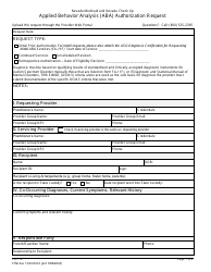 Form FA-11E Applied Behavior Analysis (Aba) Authorization Request - Nevada