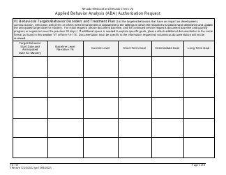Form FA-11E Applied Behavior Analysis (Aba) Authorization Request - Nevada, Page 3