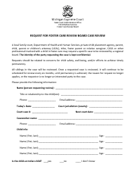 Form Fcrb32A Request for Foster Care Review Board Case Review - Michigan
