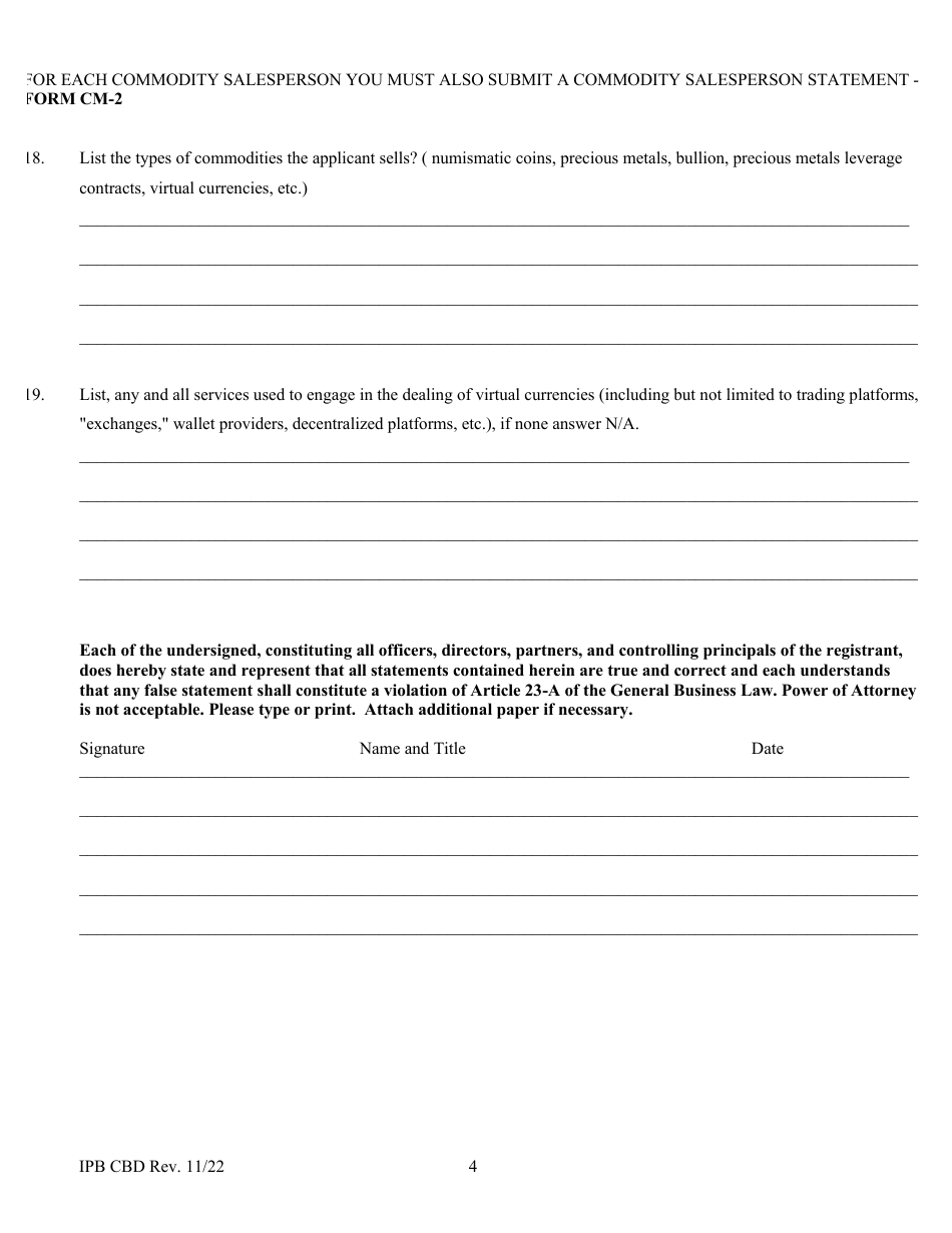 Form CBD Commodity Investment Advisor Statement - New York, Page 4