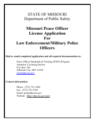 Document preview: Missouri Peace Officer License Application for Law Enforcement/Military Police Officers - Missouri
